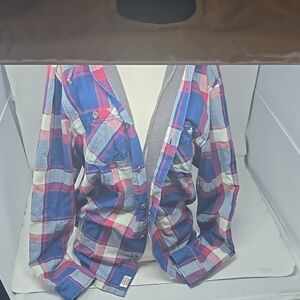 Men's Blue and Red Plaid Jacket